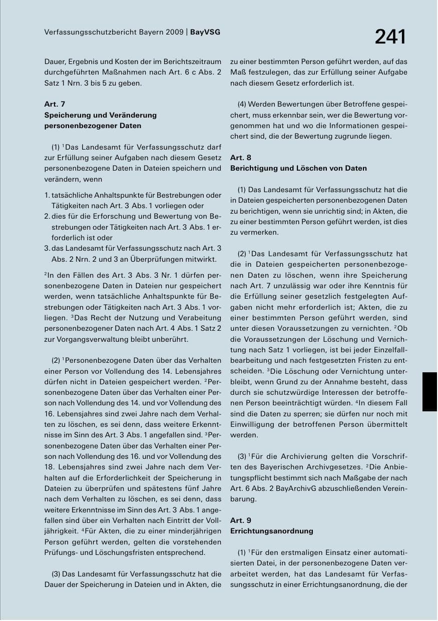 Seite 243 des Verfassungsschutzbericht 2009 Bayern
