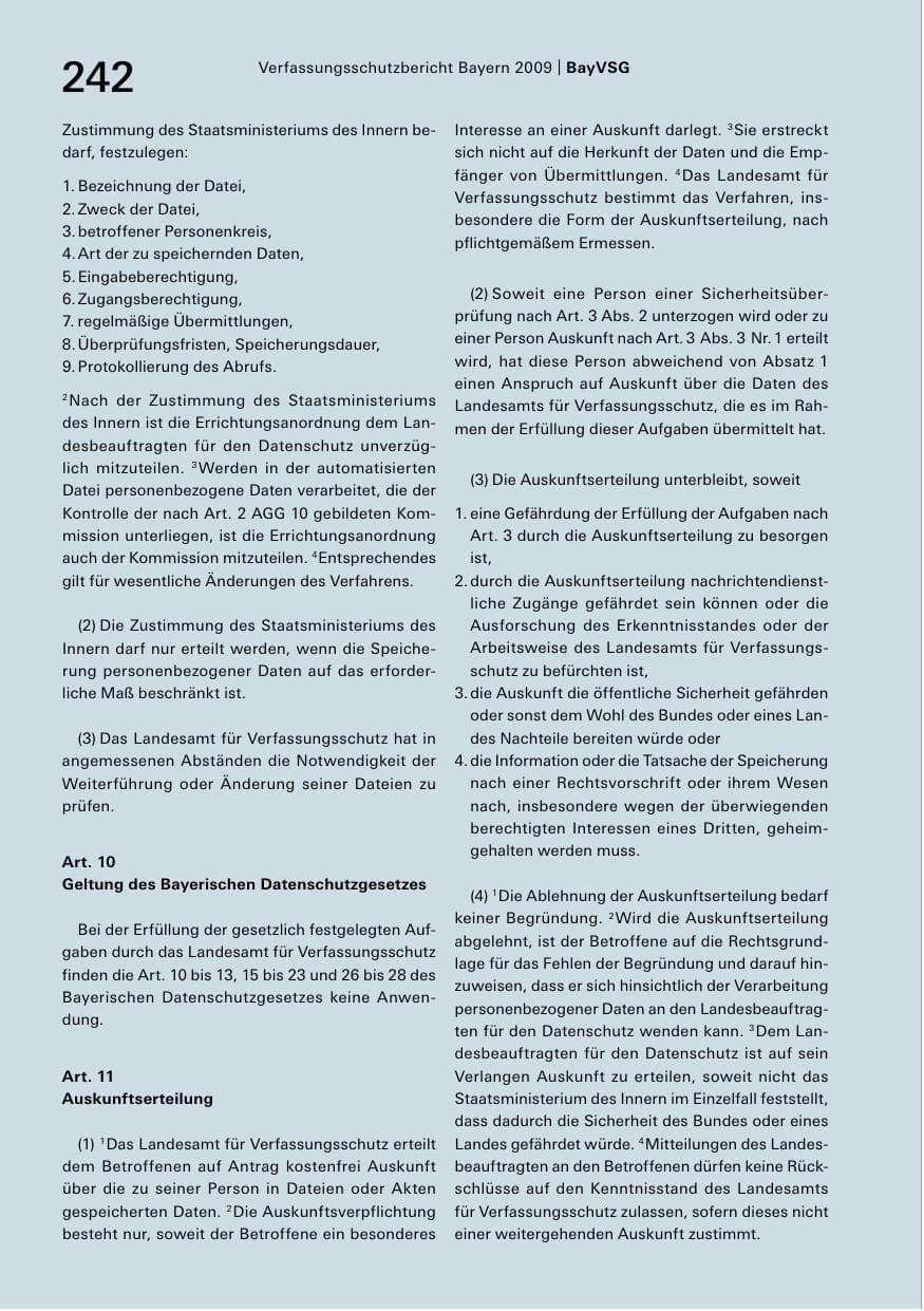 Seite 244 des Verfassungsschutzbericht 2009 Bayern