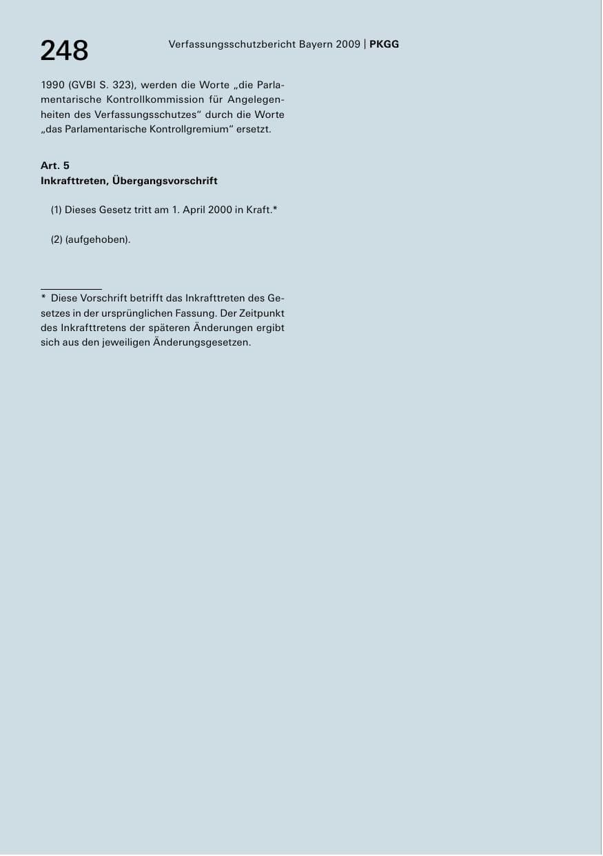 Seite 250 des Verfassungsschutzbericht 2009 Bayern