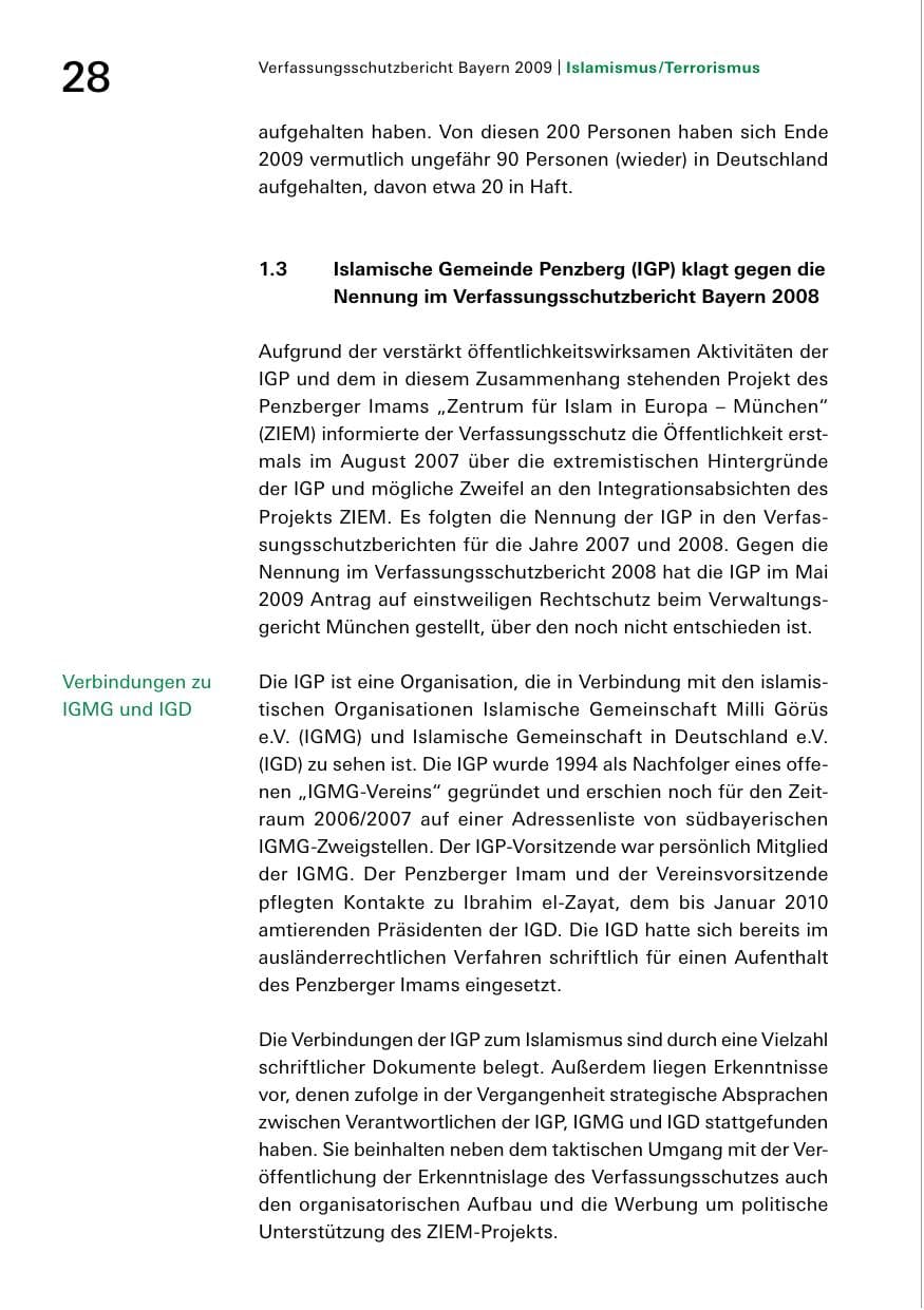 Seite 30 des Verfassungsschutzbericht 2009 Bayern