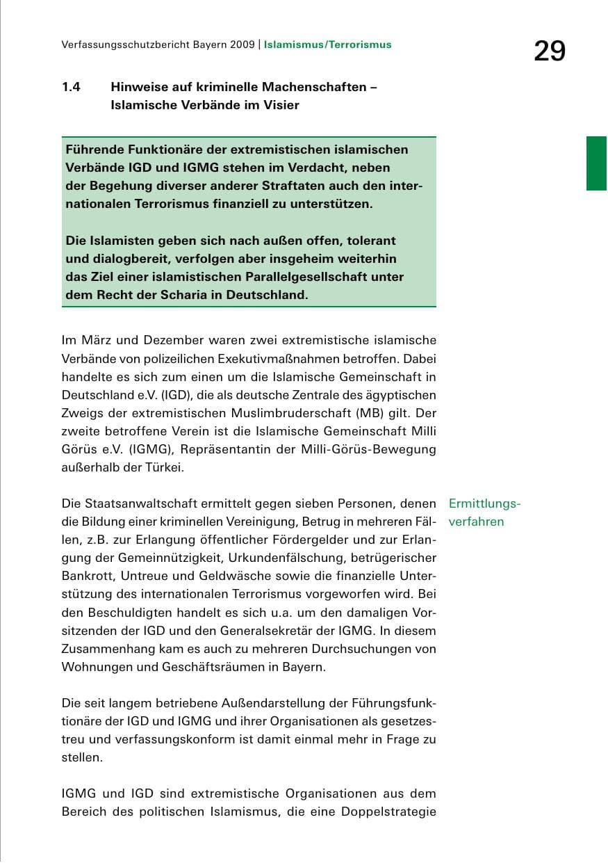 Seite 31 des Verfassungsschutzbericht 2009 Bayern