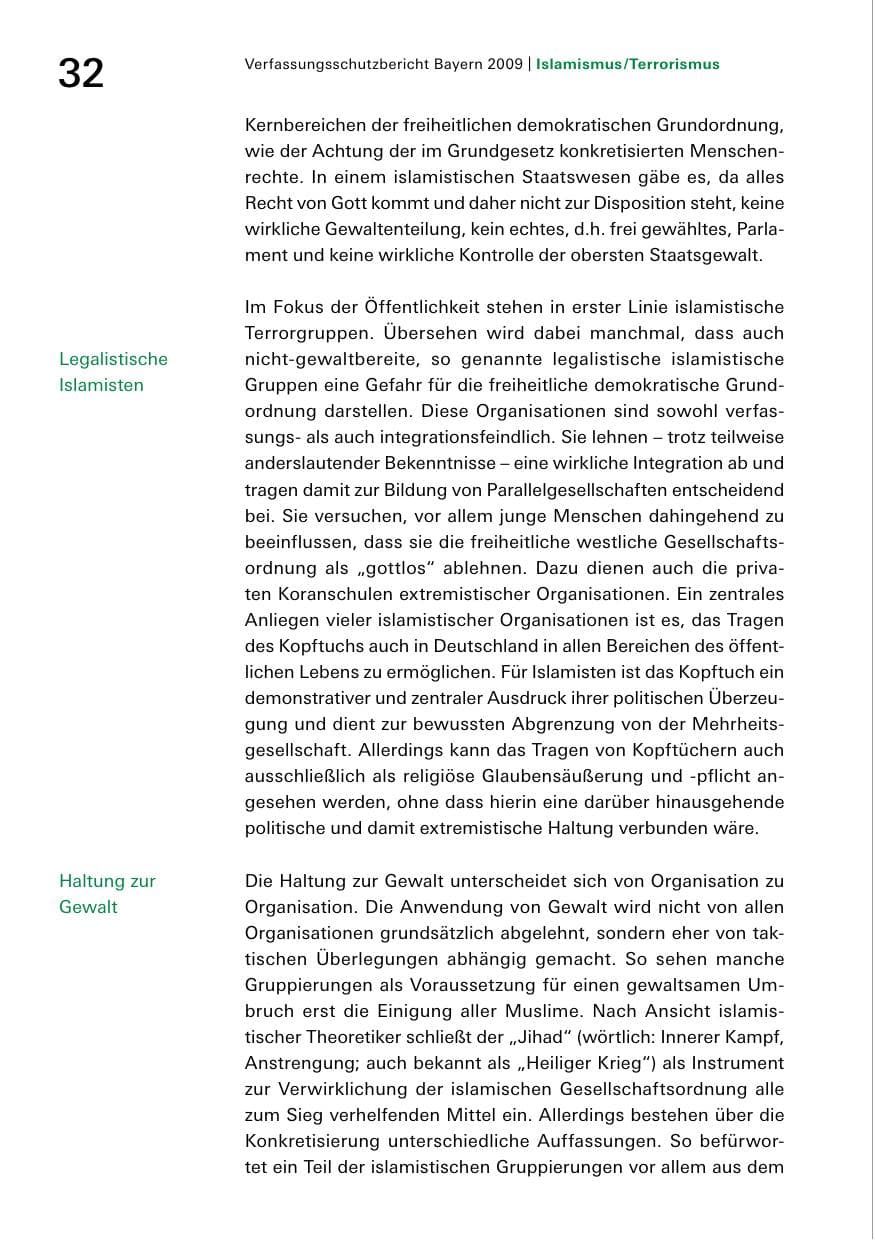 Seite 34 des Verfassungsschutzbericht 2009 Bayern