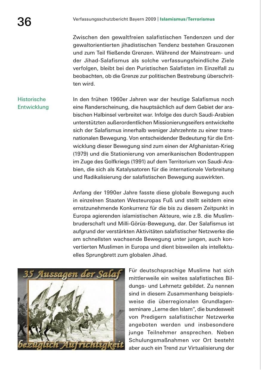 Seite 38 des Verfassungsschutzbericht 2009 Bayern