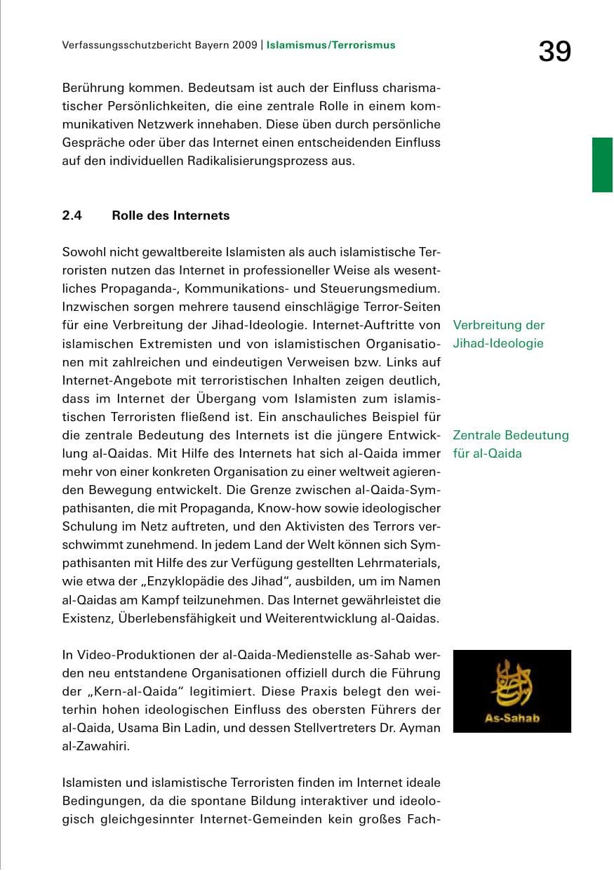 Seite 41 des Verfassungsschutzbericht 2009 Bayern