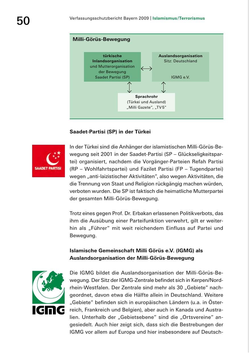 Seite 52 des Verfassungsschutzbericht 2009 Bayern