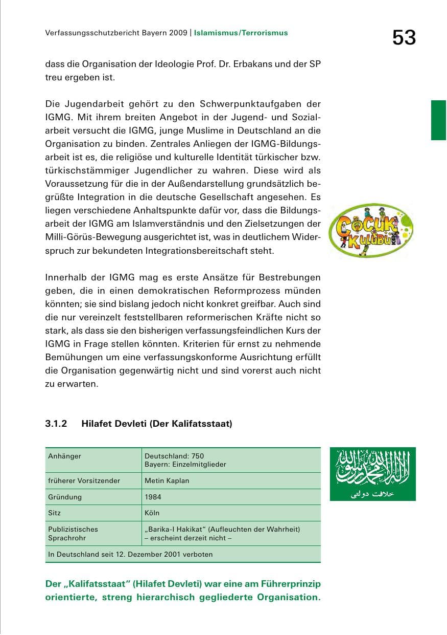Seite 55 des Verfassungsschutzbericht 2009 Bayern