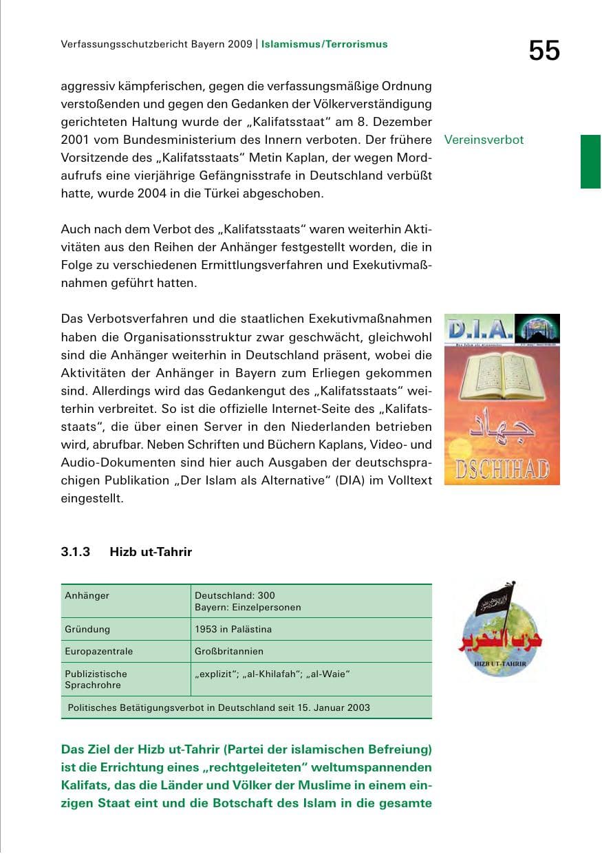 Seite 57 des Verfassungsschutzbericht 2009 Bayern