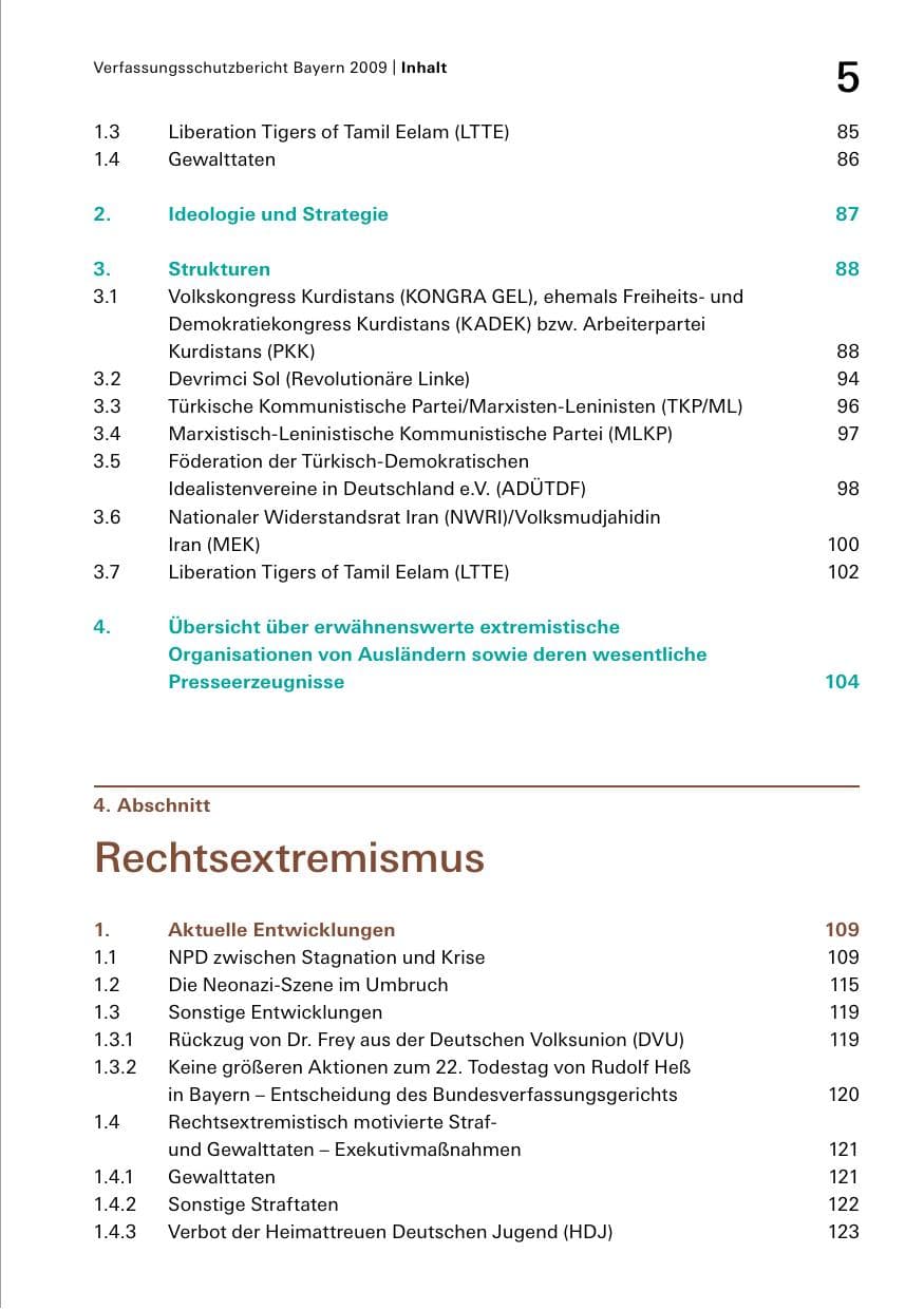 Seite 7 des Verfassungsschutzbericht 2009 Bayern