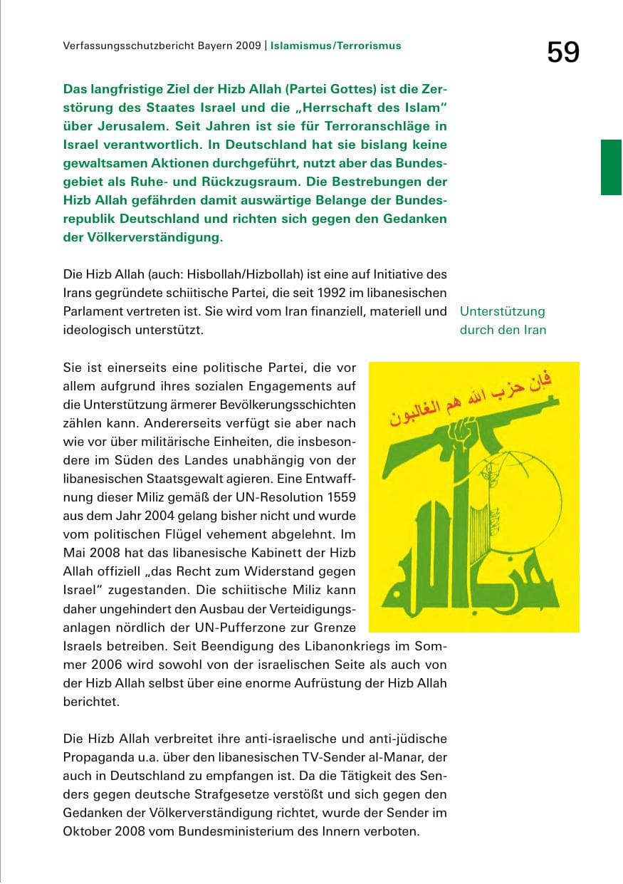 Seite 61 des Verfassungsschutzbericht 2009 Bayern