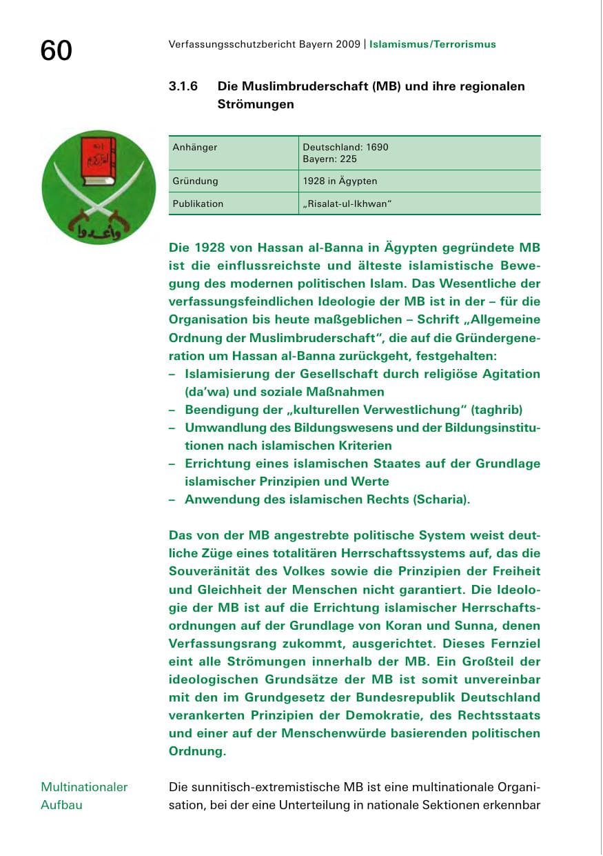 Seite 62 des Verfassungsschutzbericht 2009 Bayern