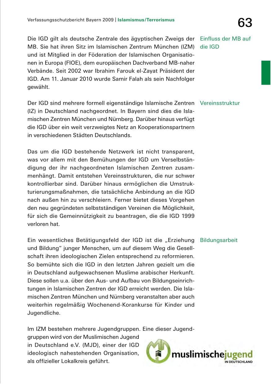 Seite 65 des Verfassungsschutzbericht 2009 Bayern