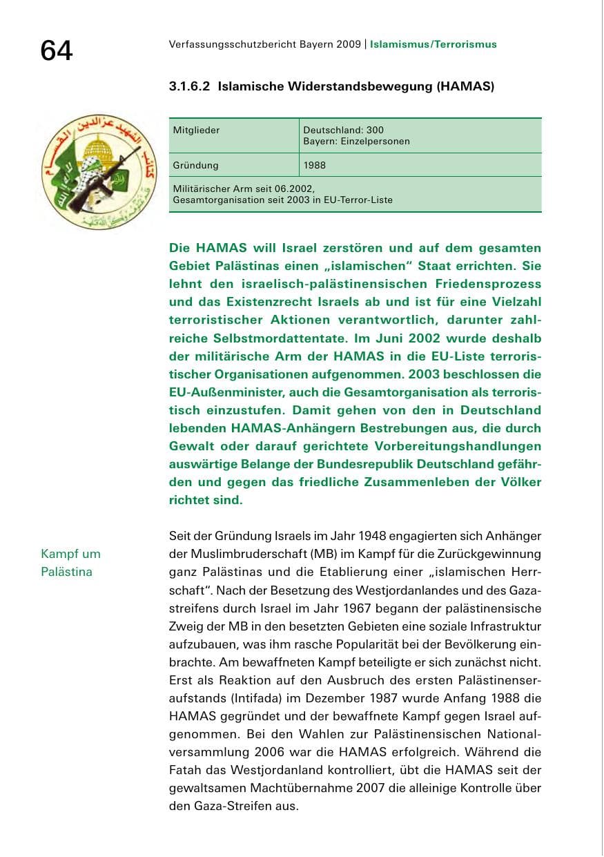 Seite 66 des Verfassungsschutzbericht 2009 Bayern