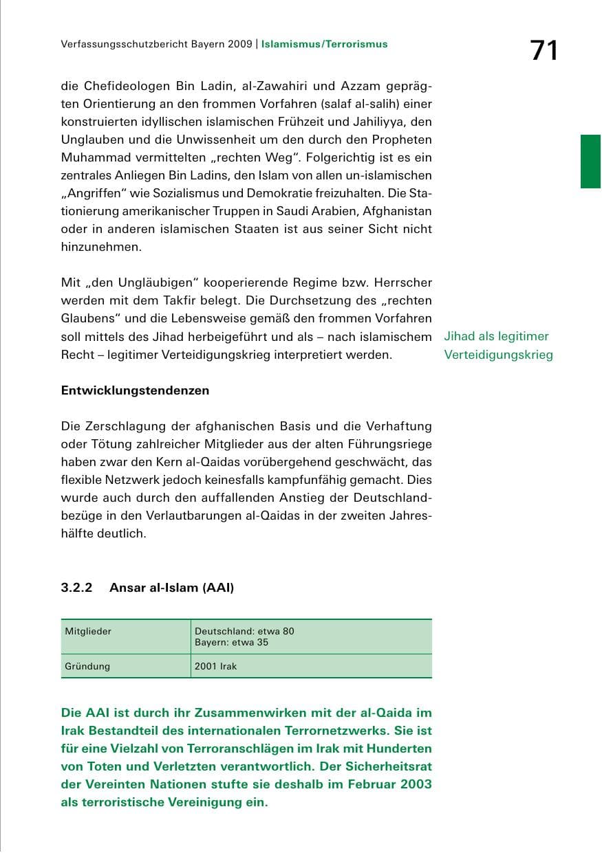 Seite 73 des Verfassungsschutzbericht 2009 Bayern