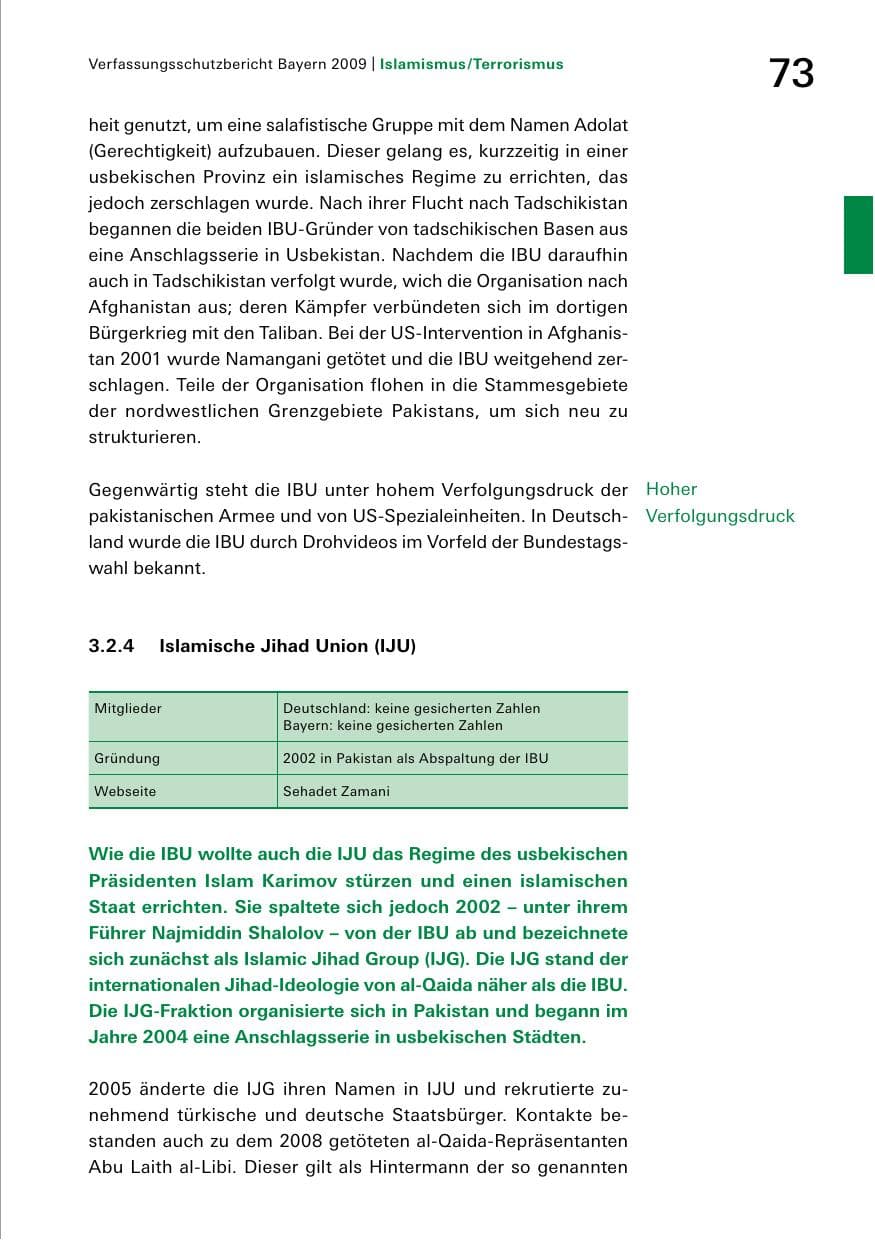 Seite 75 des Verfassungsschutzbericht 2009 Bayern