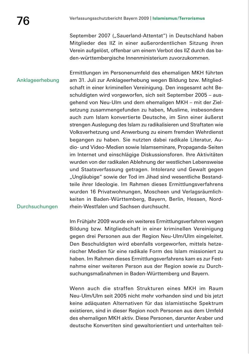 Seite 78 des Verfassungsschutzbericht 2009 Bayern