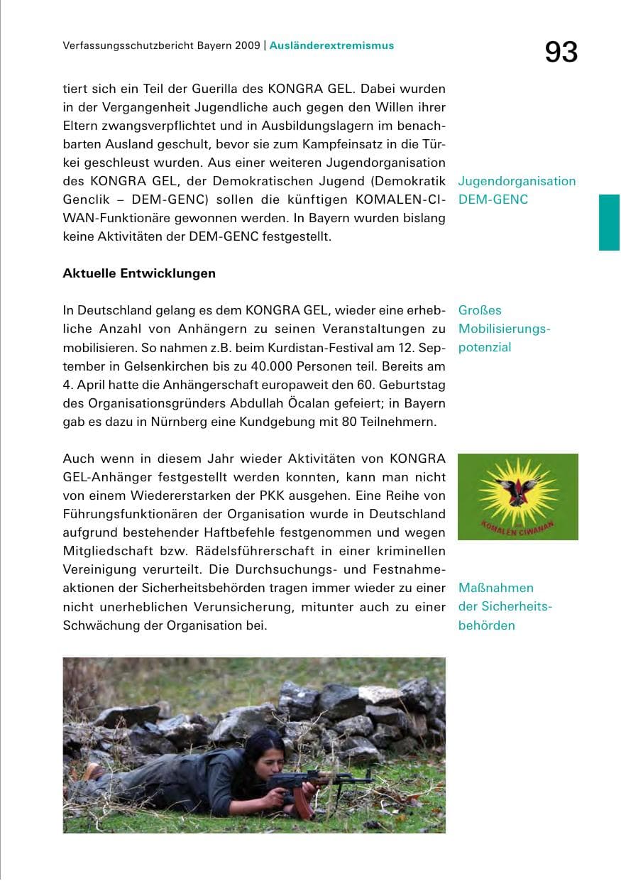 Seite 95 des Verfassungsschutzbericht 2009 Bayern