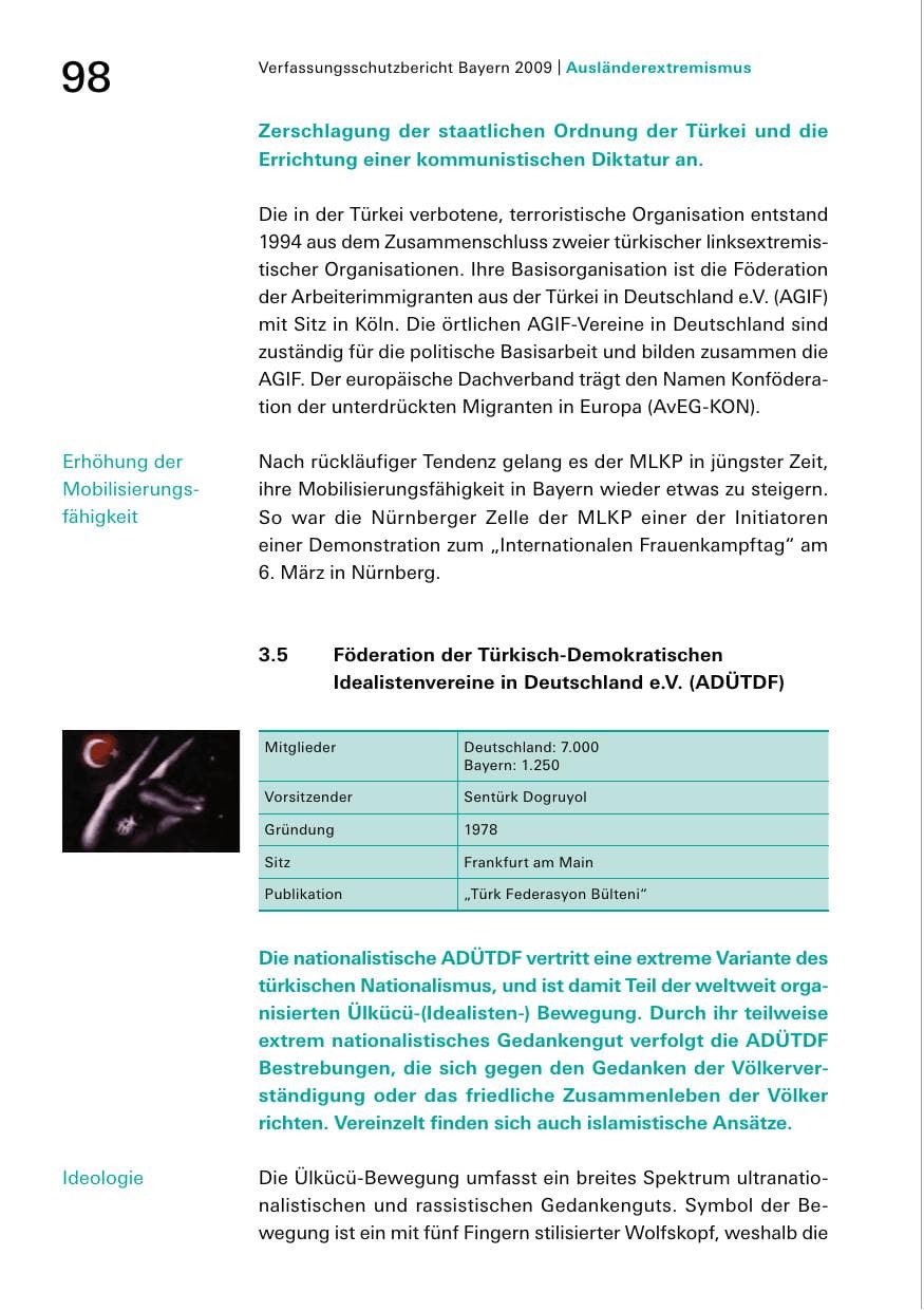 Seite 100 des Verfassungsschutzbericht 2009 Bayern