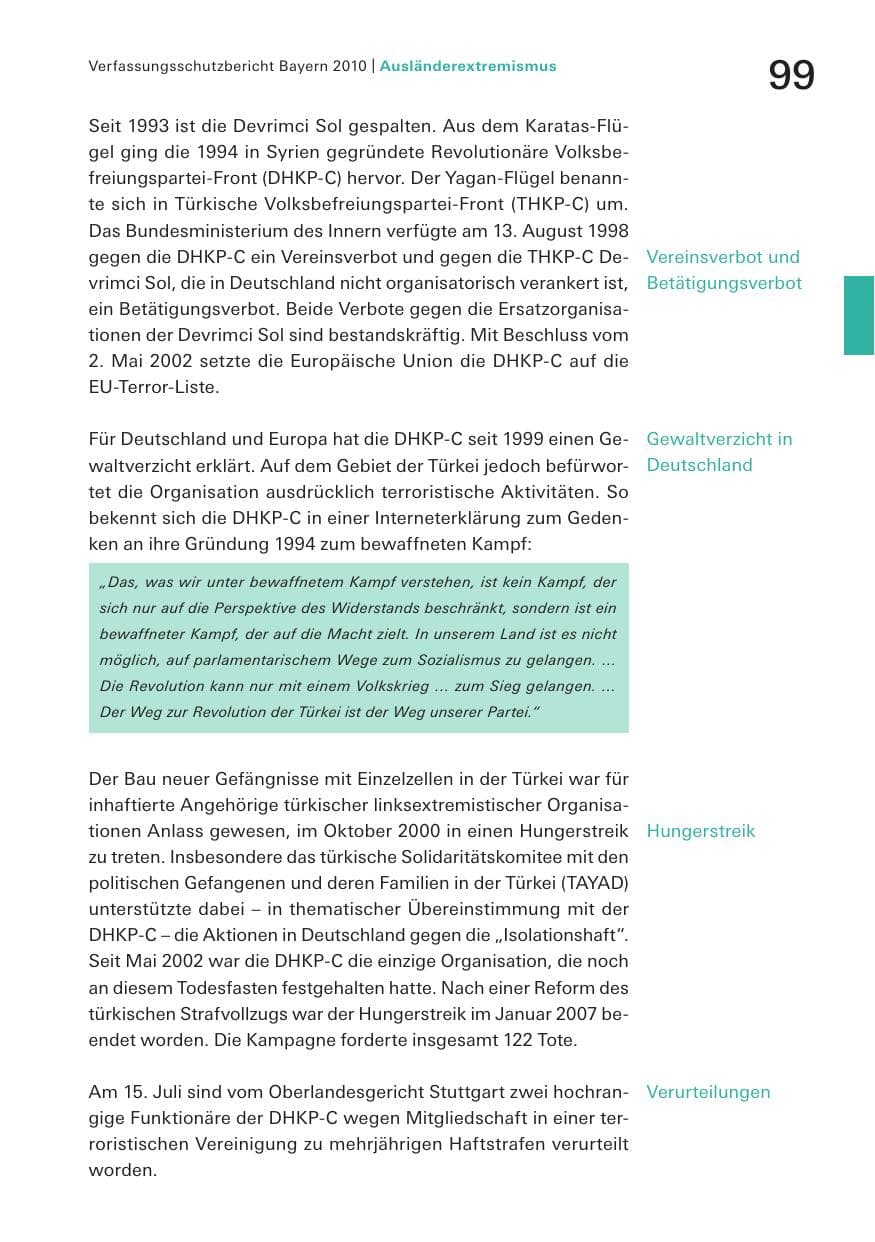 Seite 101 des Verfassungsschutzbericht 2010 Bayern