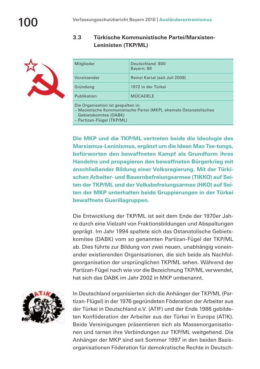 Seite 102 des Verfassungsschutzbericht 2010 Bayern