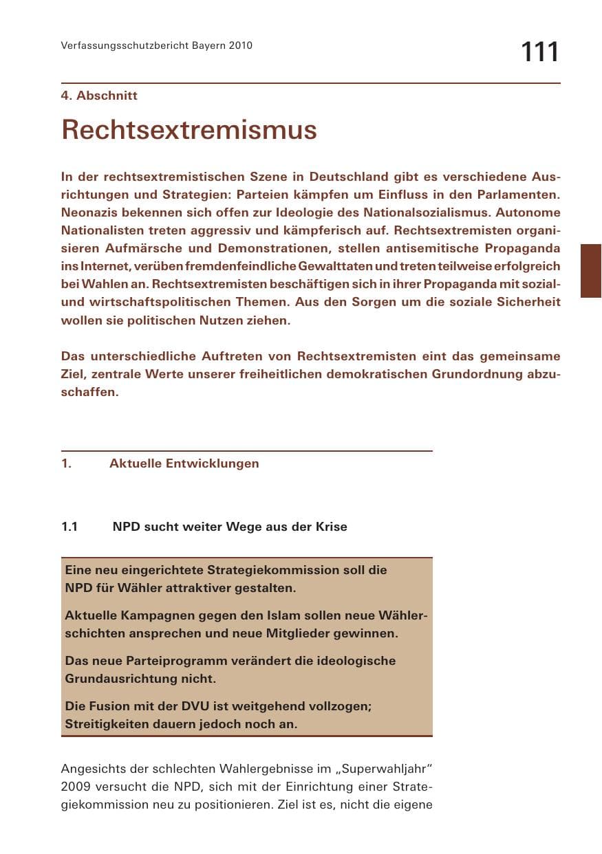 Seite 113 des Verfassungsschutzbericht 2010 Bayern