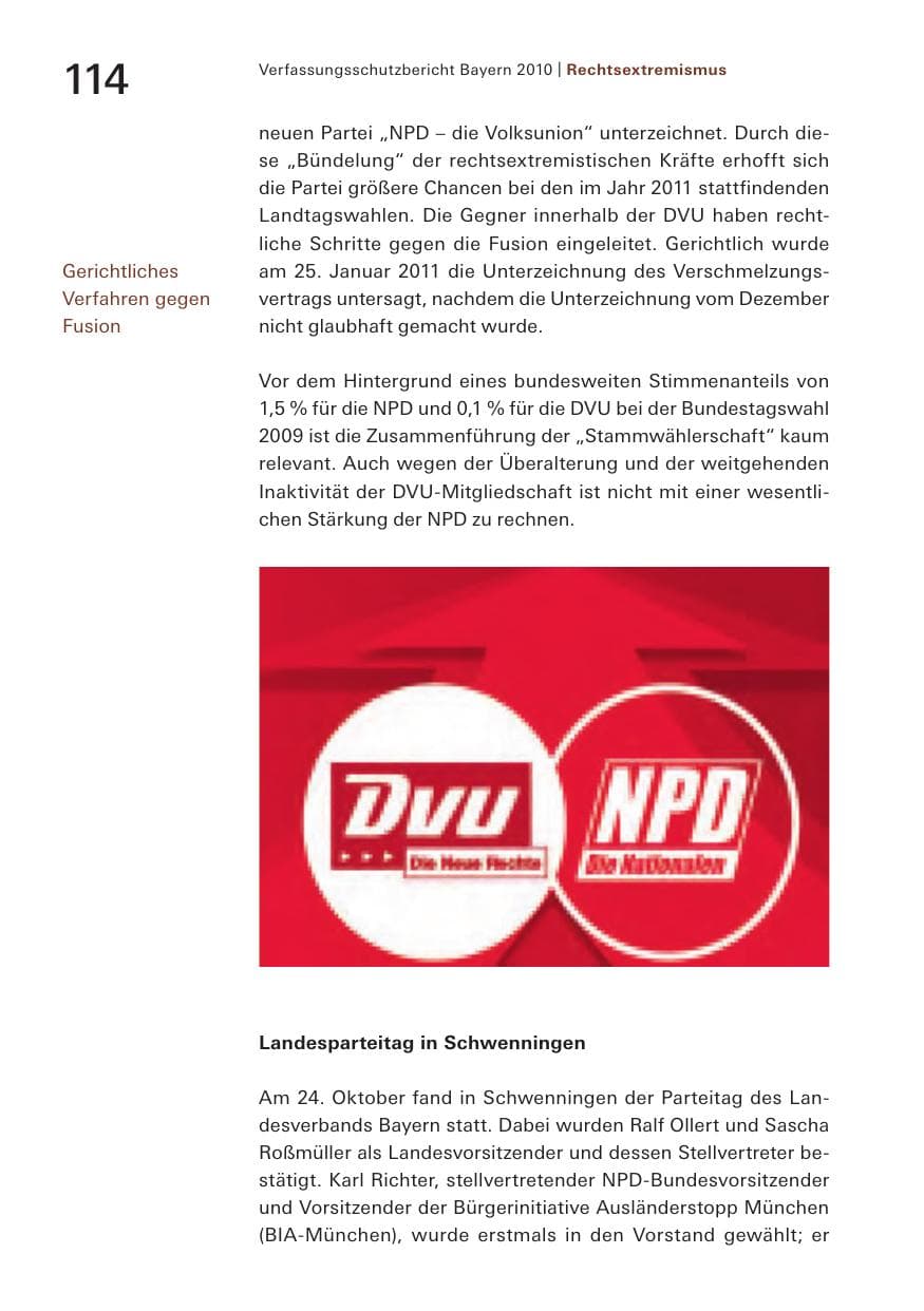 Seite 116 des Verfassungsschutzbericht 2010 Bayern