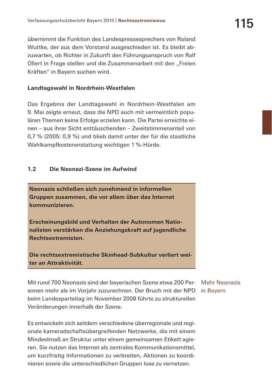 Seite 117 des Verfassungsschutzbericht 2010 Bayern