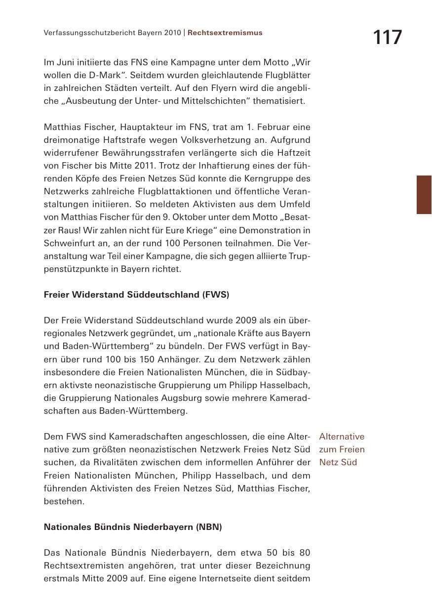 Seite 119 des Verfassungsschutzbericht 2010 Bayern