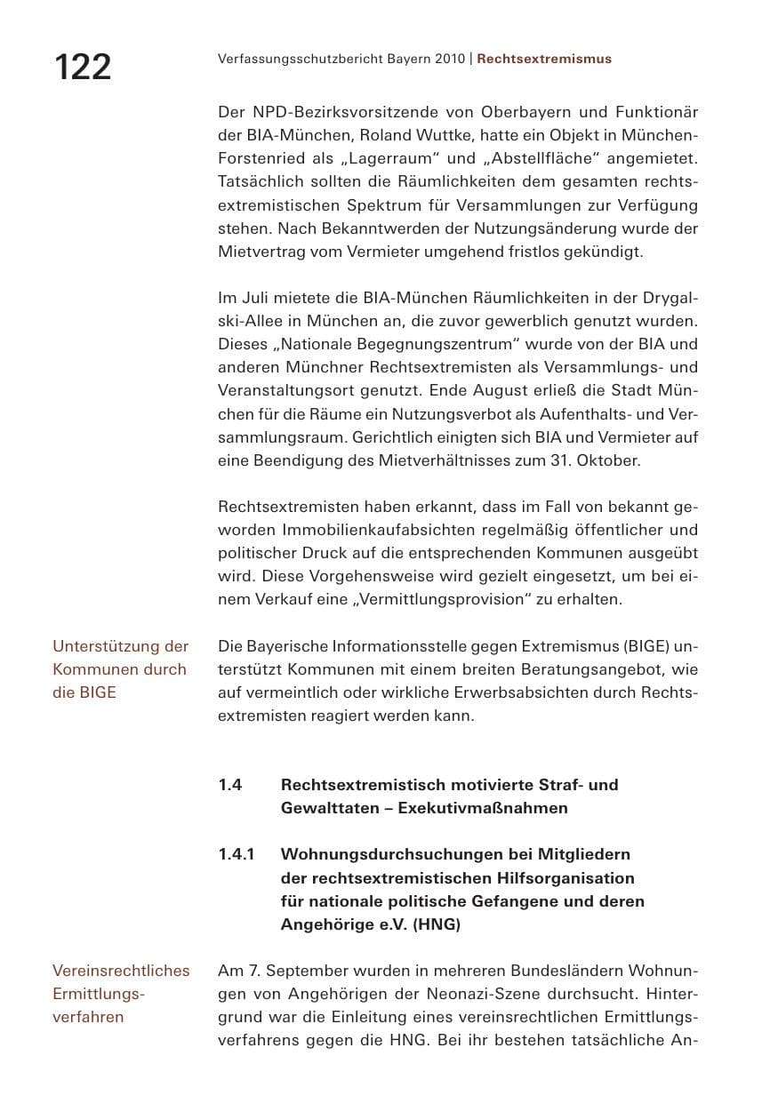 Seite 124 des Verfassungsschutzbericht 2010 Bayern