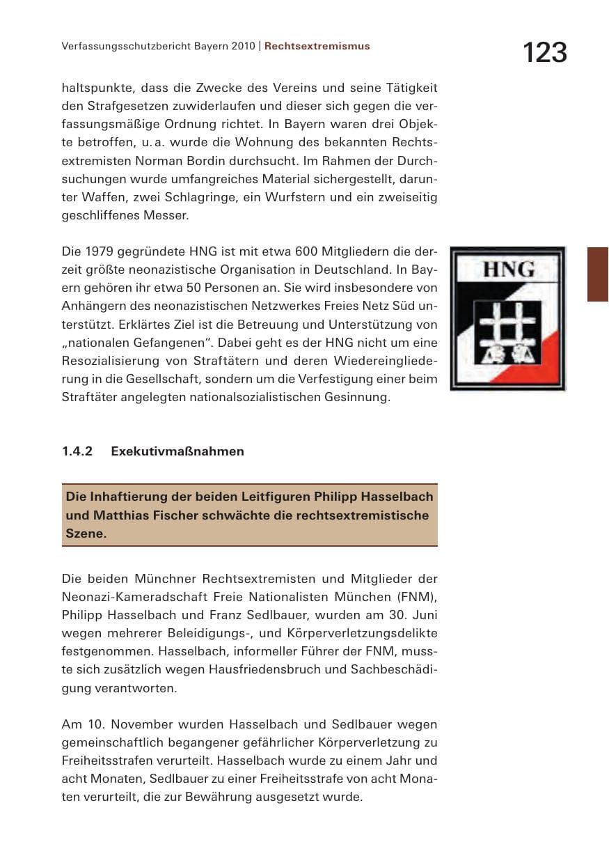 Seite 125 des Verfassungsschutzbericht 2010 Bayern