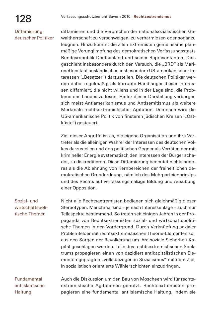 Seite 130 des Verfassungsschutzbericht 2010 Bayern