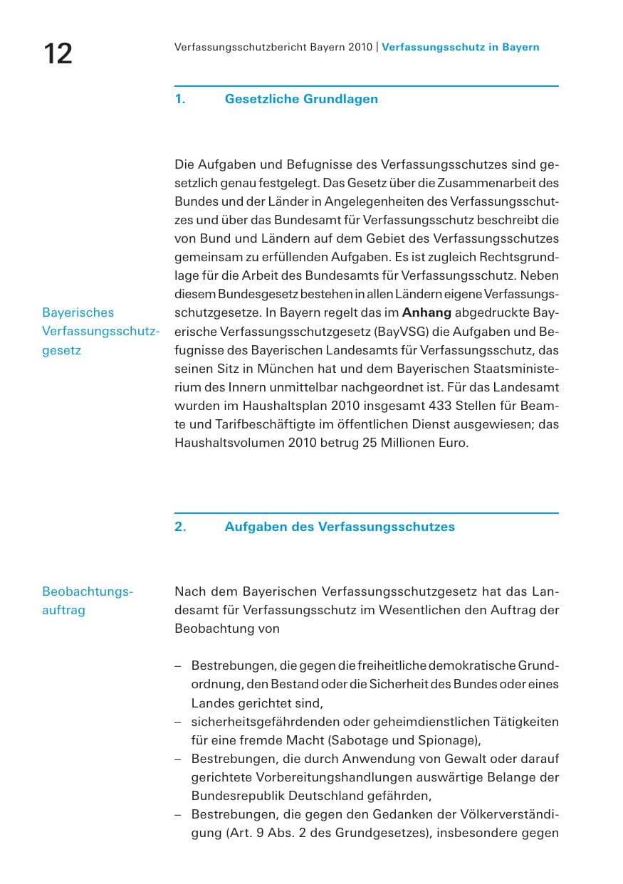 Seite 14 des Verfassungsschutzbericht 2010 Bayern