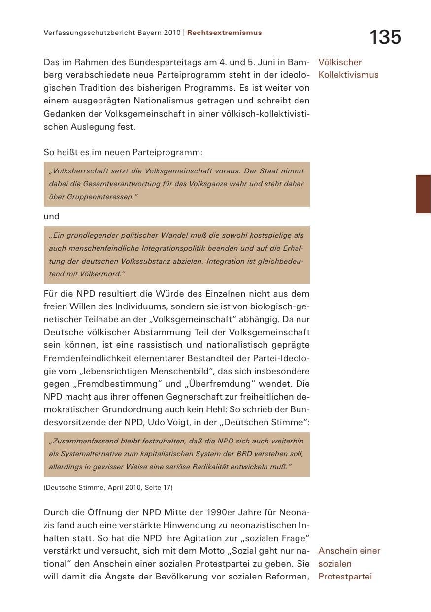 Seite 137 des Verfassungsschutzbericht 2010 Bayern