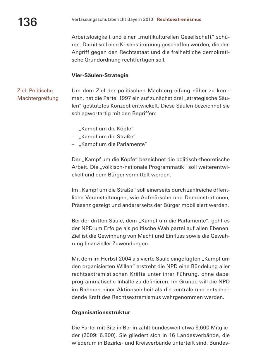 Seite 138 des Verfassungsschutzbericht 2010 Bayern