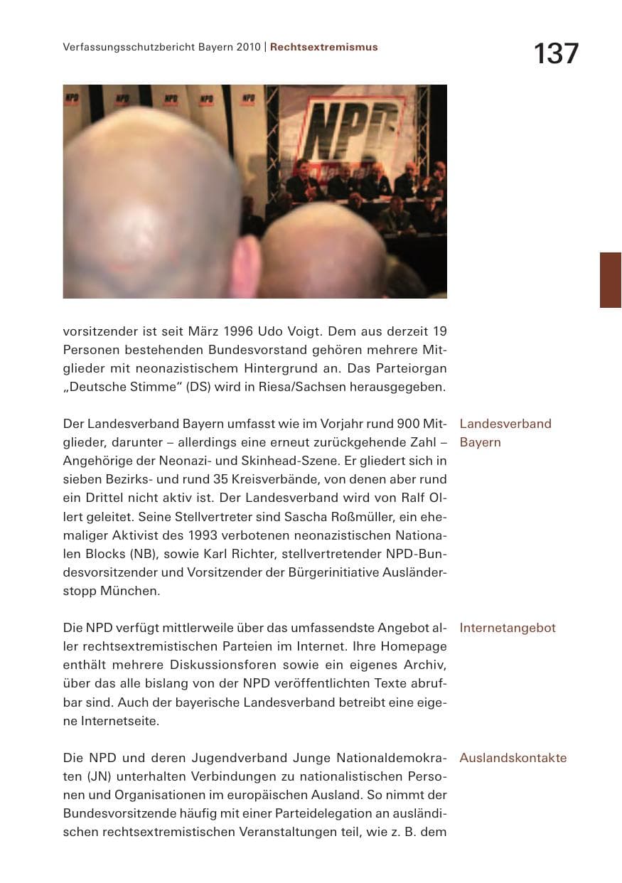 Seite 139 des Verfassungsschutzbericht 2010 Bayern