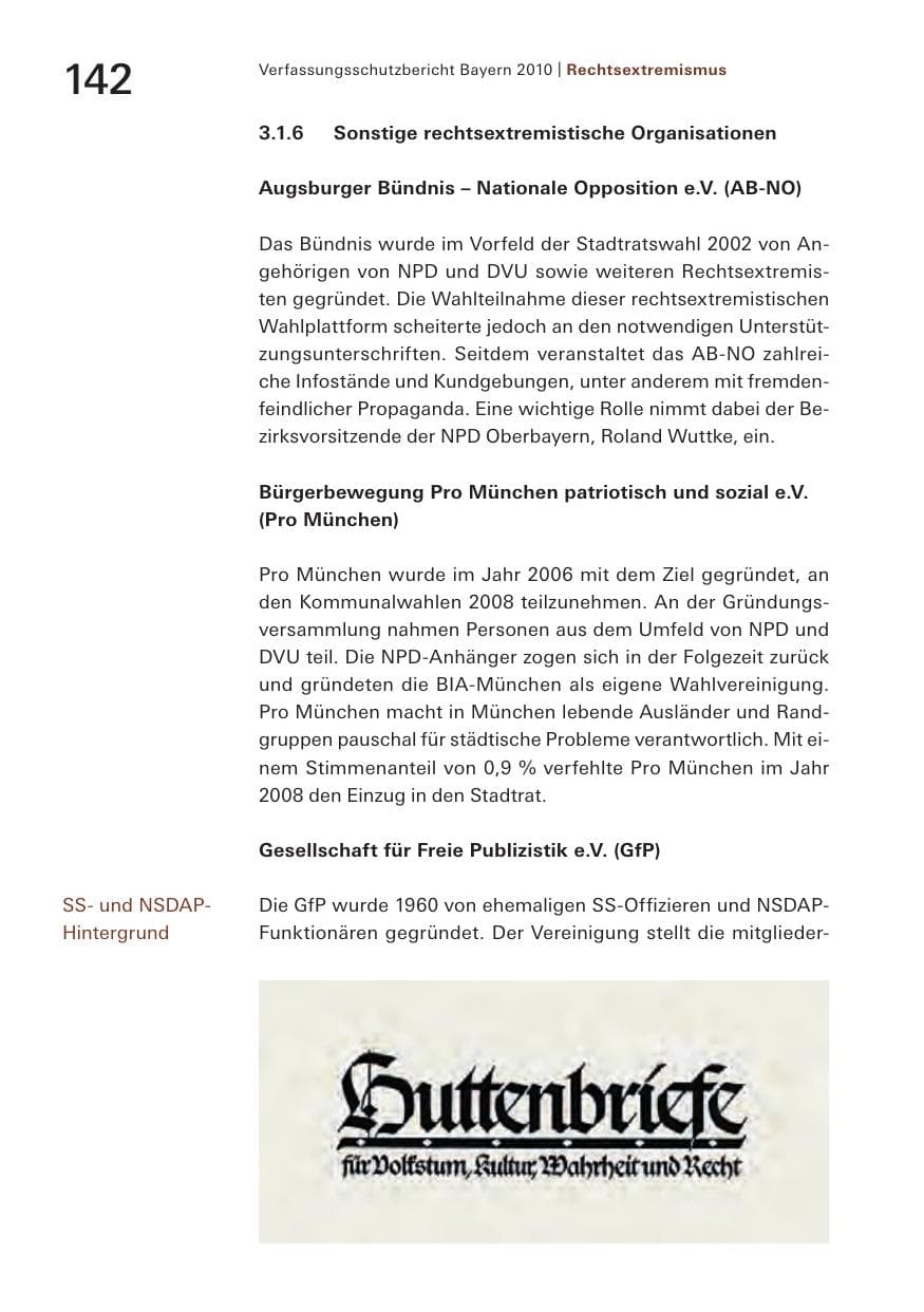 Seite 144 des Verfassungsschutzbericht 2010 Bayern