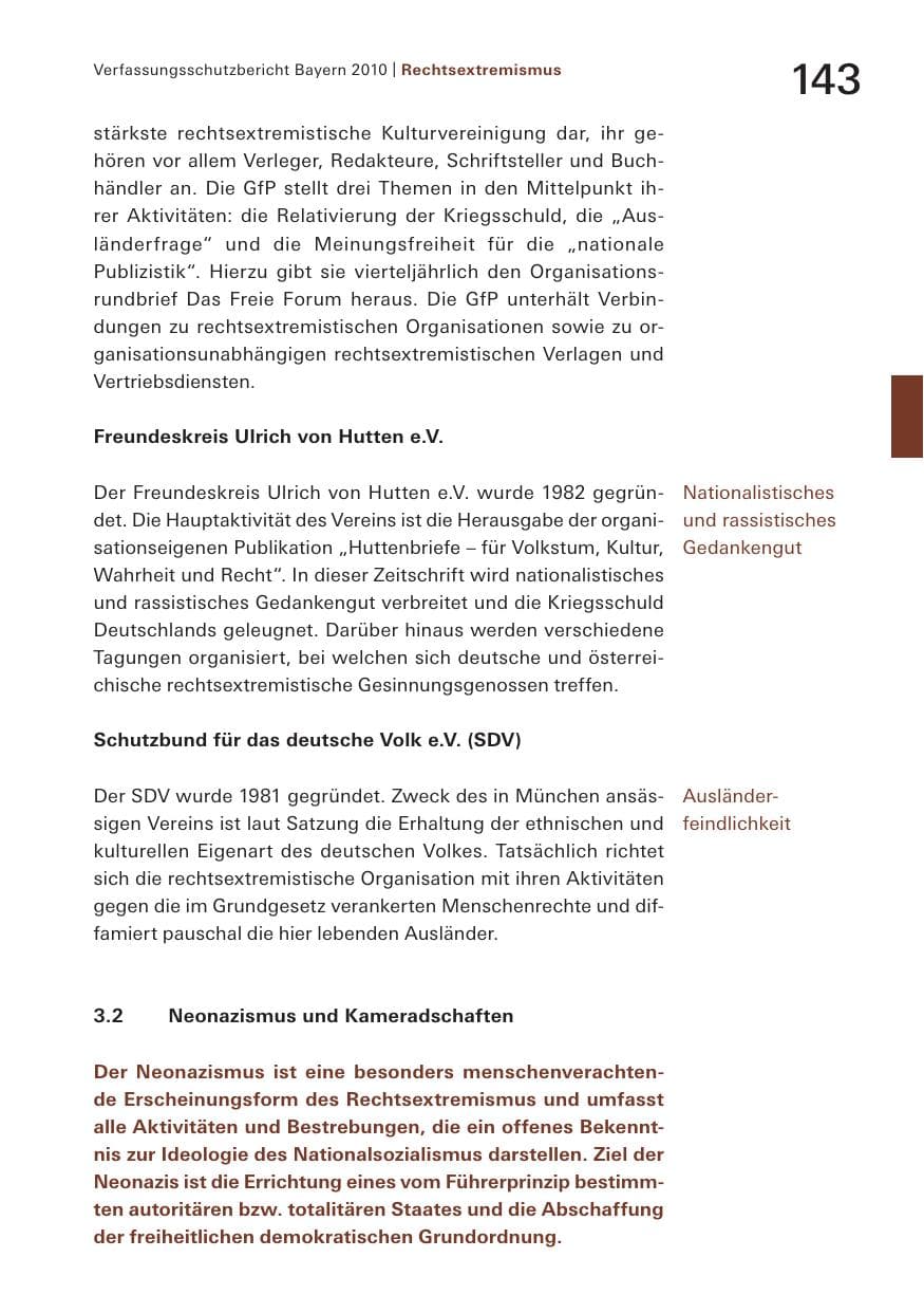 Seite 145 des Verfassungsschutzbericht 2010 Bayern