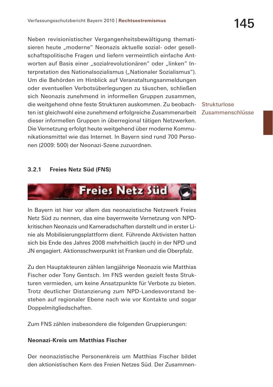 Seite 147 des Verfassungsschutzbericht 2010 Bayern