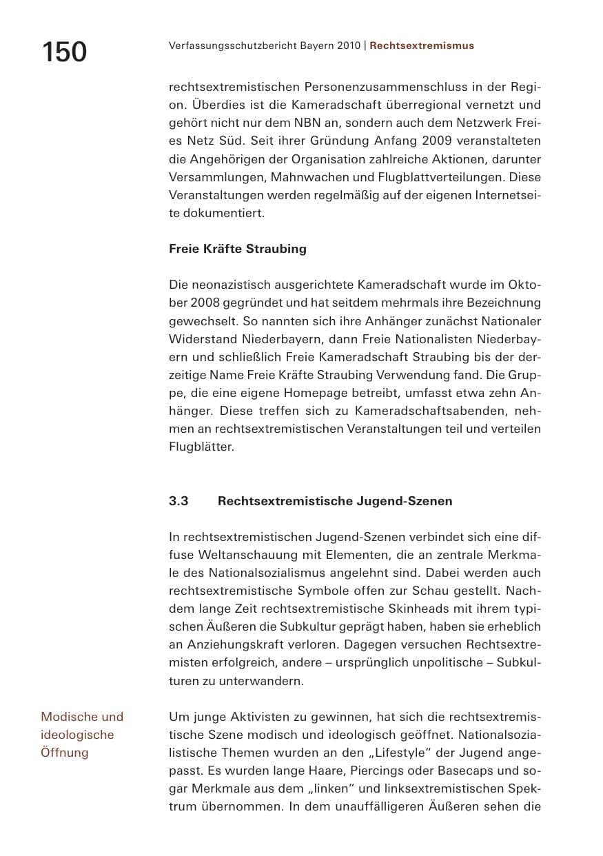 Seite 152 des Verfassungsschutzbericht 2010 Bayern