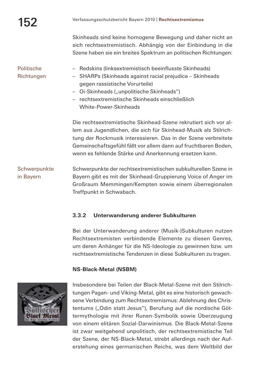 Seite 154 des Verfassungsschutzbericht 2010 Bayern