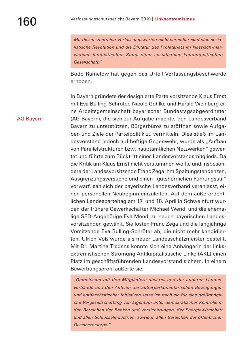 Seite 162 des Verfassungsschutzbericht 2010 Bayern