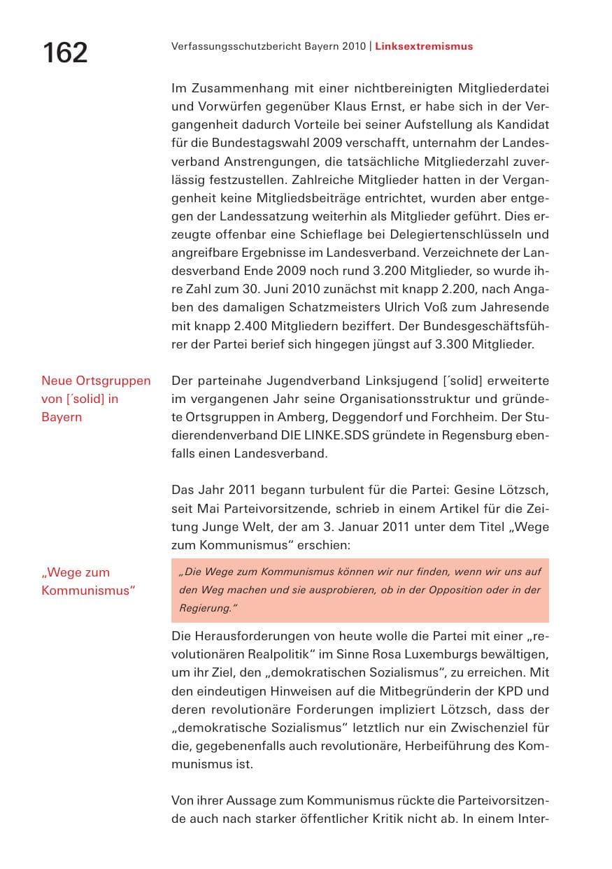 Seite 164 des Verfassungsschutzbericht 2010 Bayern