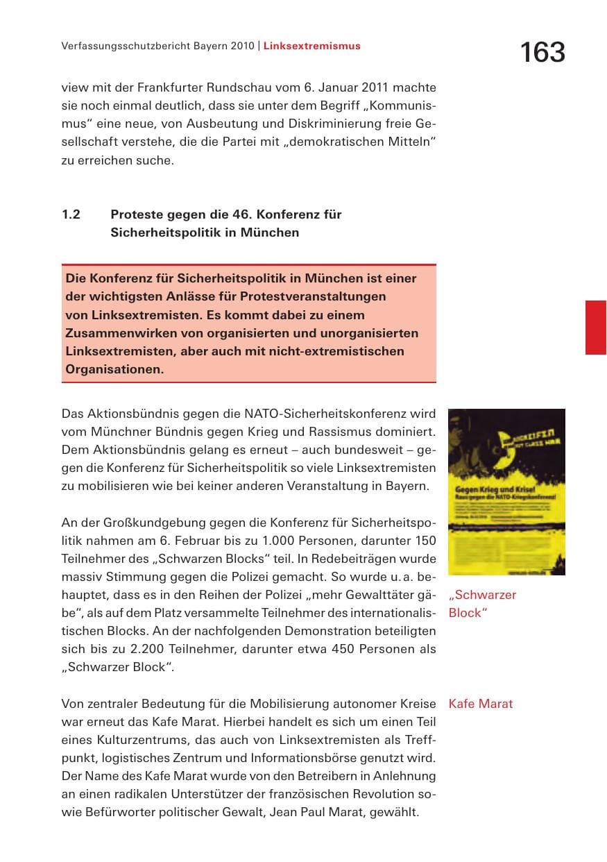 Seite 165 des Verfassungsschutzbericht 2010 Bayern