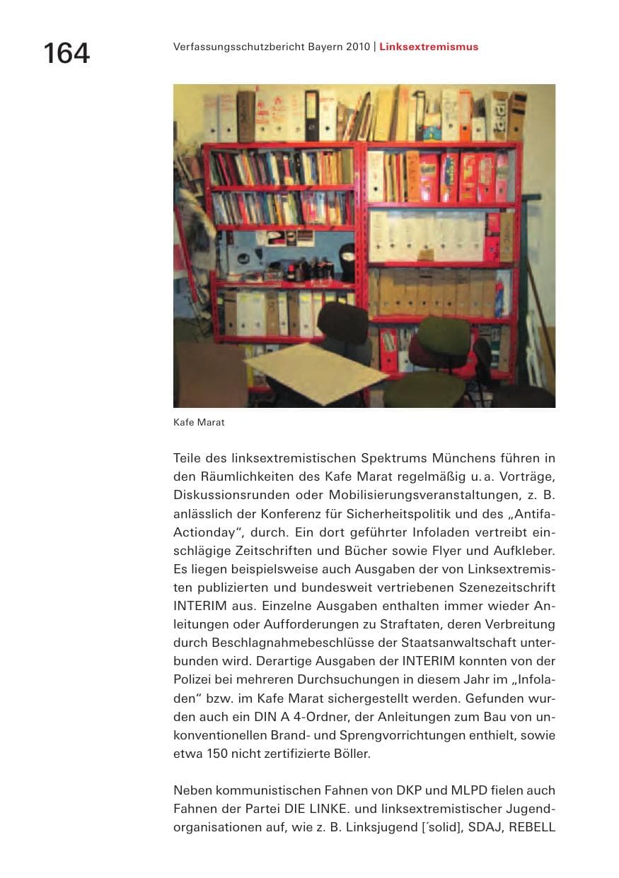 Seite 166 des Verfassungsschutzbericht 2010 Bayern