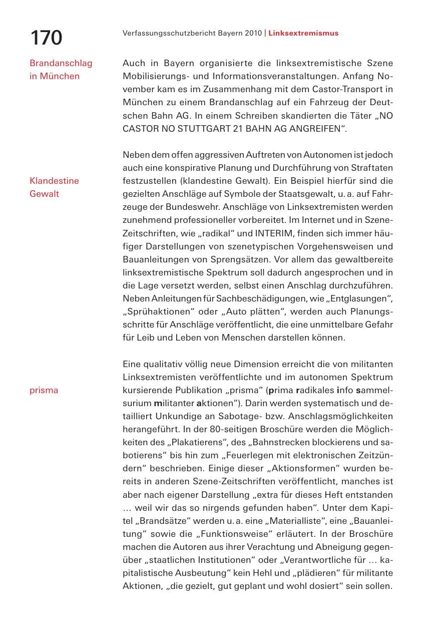 Seite 172 des Verfassungsschutzbericht 2010 Bayern