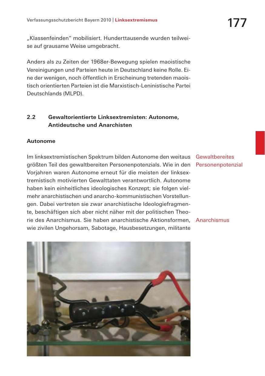 Seite 179 des Verfassungsschutzbericht 2010 Bayern