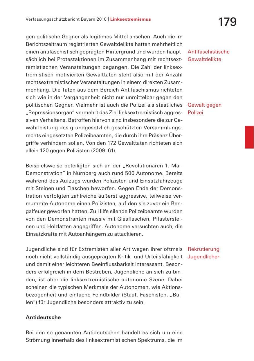 Seite 181 des Verfassungsschutzbericht 2010 Bayern