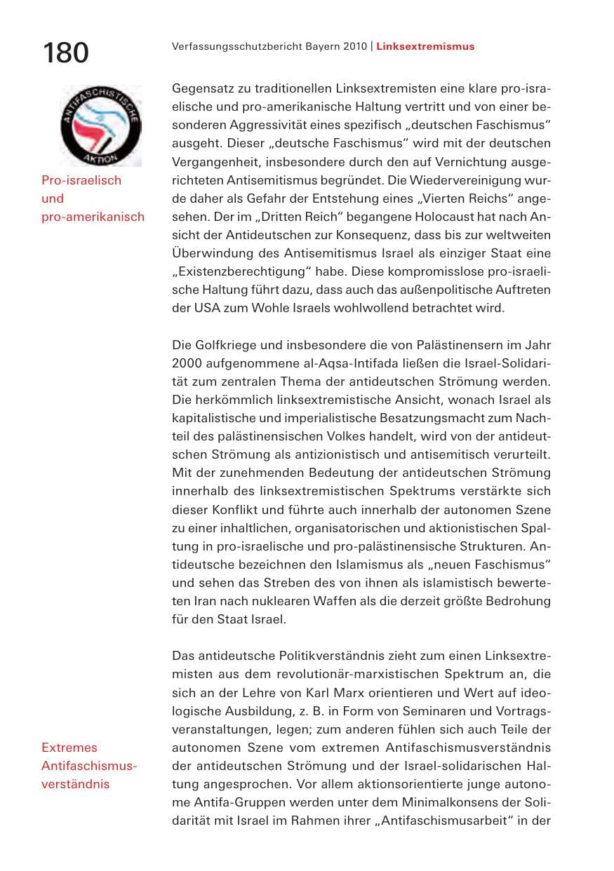 Seite 182 des Verfassungsschutzbericht 2010 Bayern