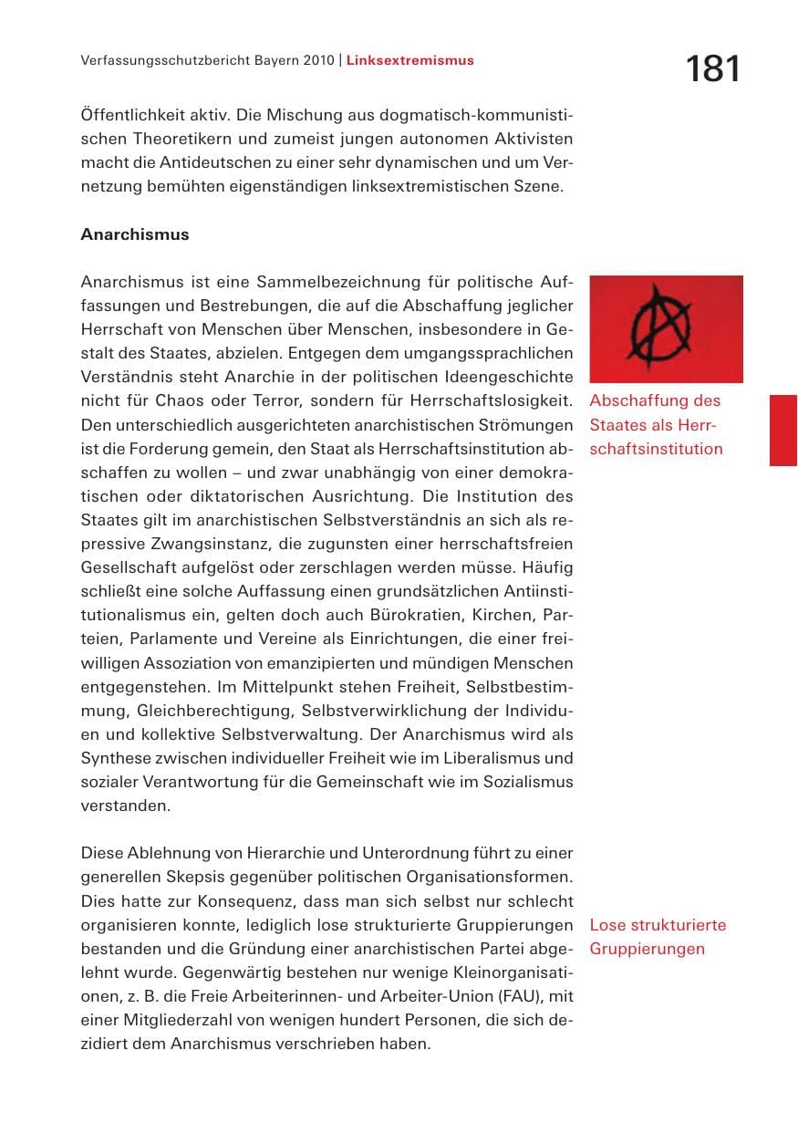 Seite 183 des Verfassungsschutzbericht 2010 Bayern