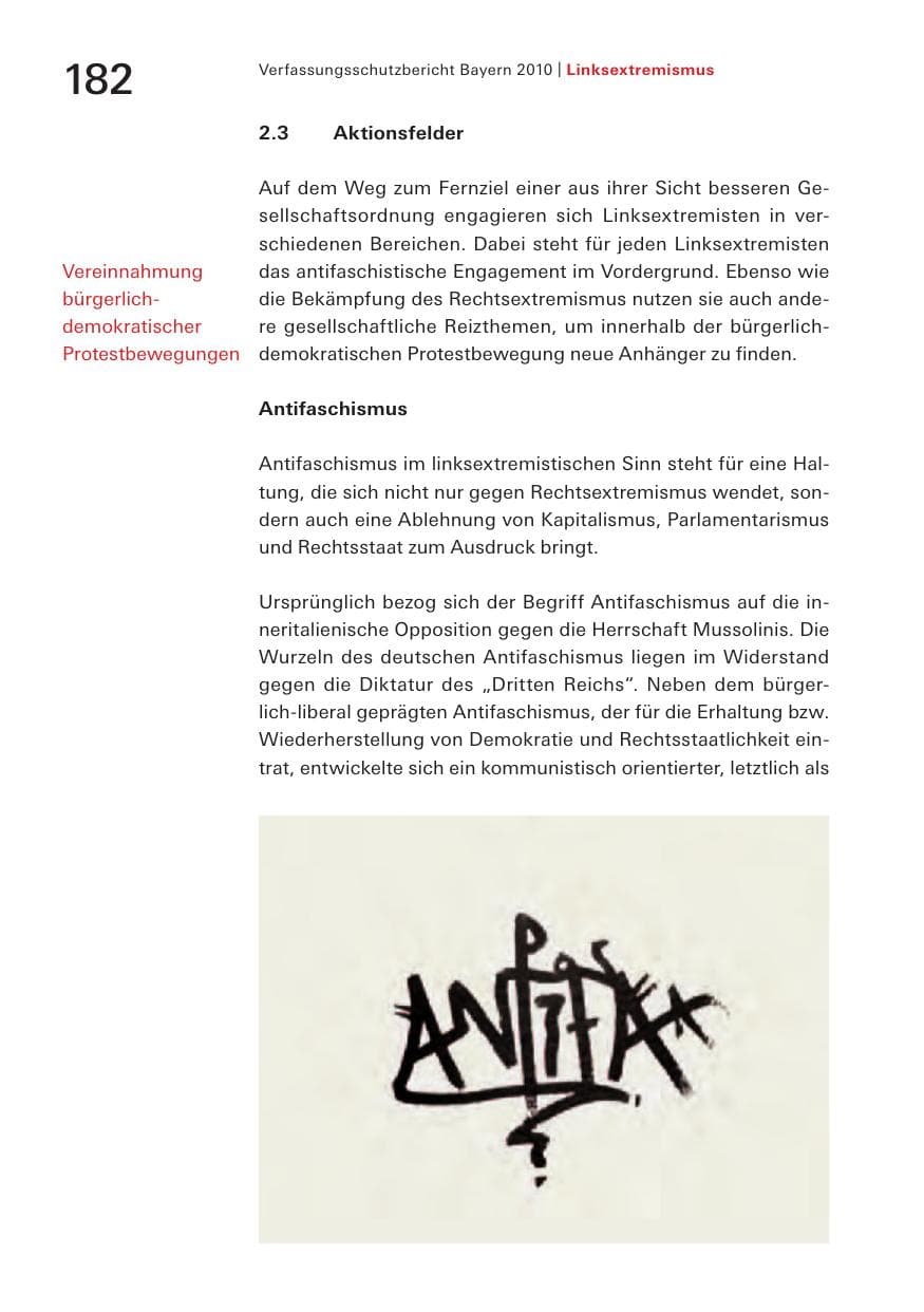 Seite 184 des Verfassungsschutzbericht 2010 Bayern