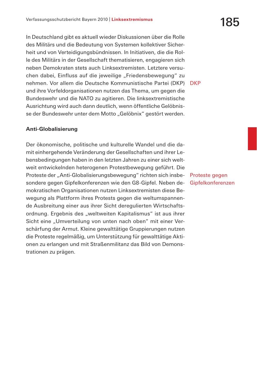 Seite 187 des Verfassungsschutzbericht 2010 Bayern